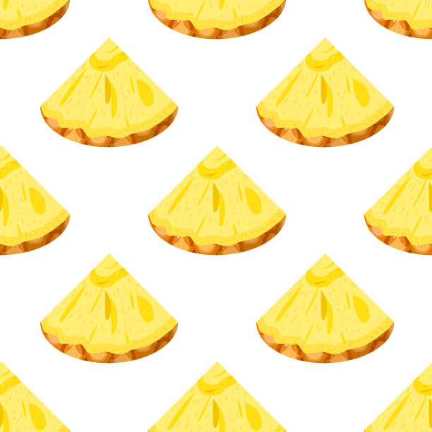 无缝图案与新鲜切片菠萝水果在白色的背景。夏日水果，健康生活方式。有机水果。卡通风格。矢量插图为任何设计。图片下载