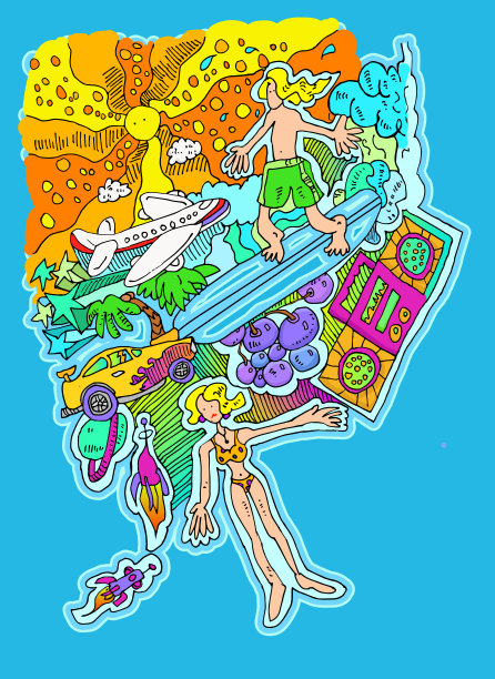 冲浪阳光下的乐趣图片下载