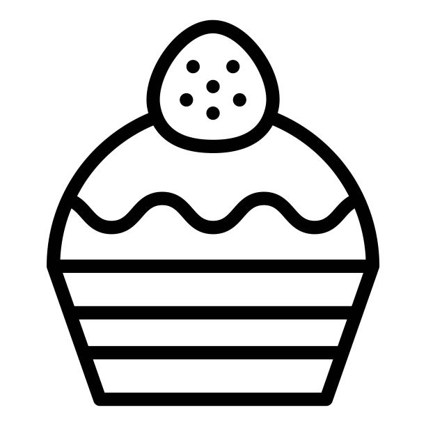 纸杯蛋糕或松饼，烤好的矢量图标图片下载