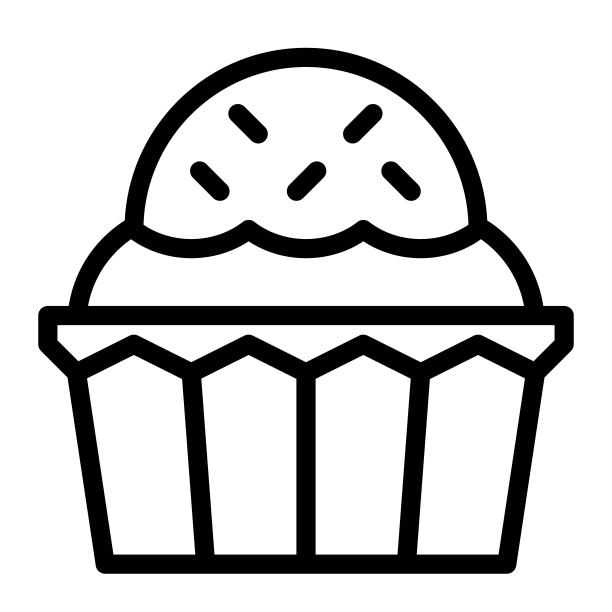 纸杯蛋糕或松饼，烤好的矢量图标图片下载