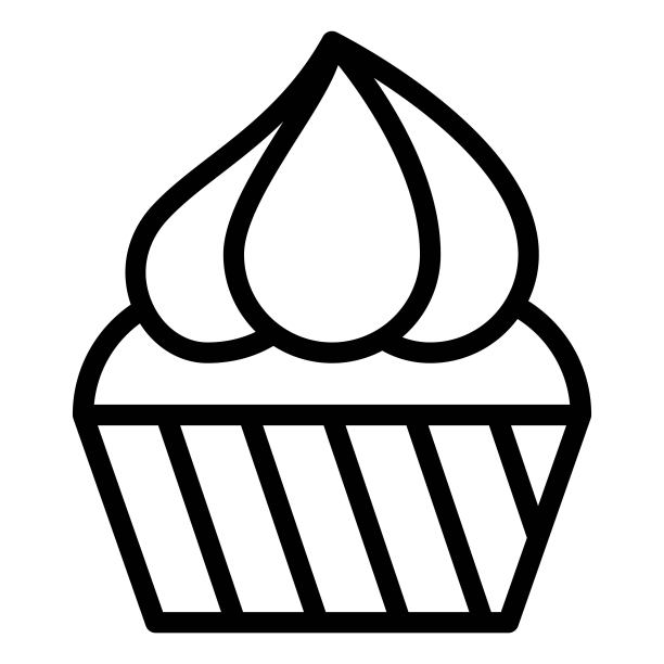 纸杯蛋糕或松饼，烤好的矢量图标图片下载