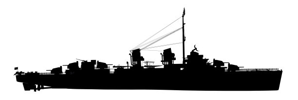 二战时期美国军舰的剪影图片下载