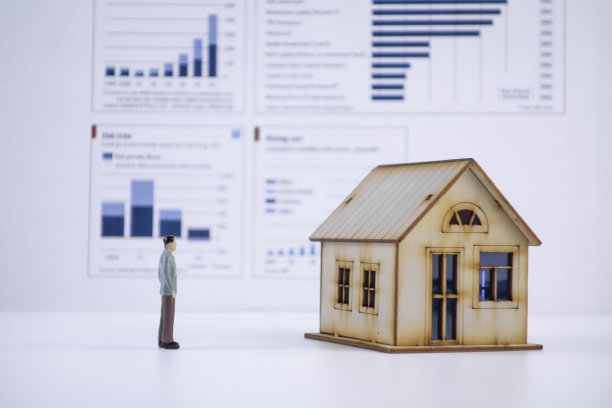 商业人物，房屋和图表图片下载