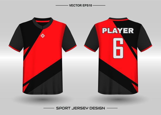 t恤运动矢量设计模板，足球俱乐部的足球球衣模型。前后视图一致。衣服男人成人。图片下载