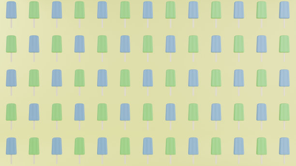 蓝色和绿色冰棒直图案在黄色的背景图片下载