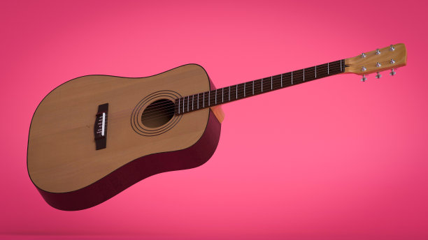 吉他与球音乐工具3d渲染素材图片下载