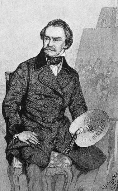 阿尔布雷希特·亚当的肖像，巴伐利亚画家，在r·穆特的旧书《绘画的历史》中，1887年，圣彼得堡图片下载