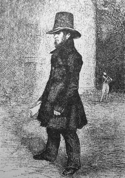 阿道夫·门泽尔的肖像，德国现实主义艺术家，画家在r·穆特的旧书《绘画的历史》中，1887年，圣彼得堡图片下载