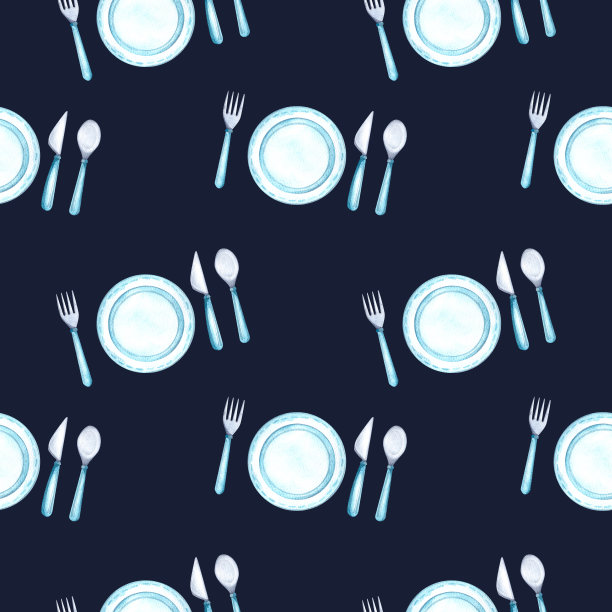 餐具水彩图片下载