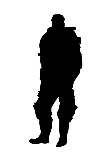 渔夫站在全副武装的剪影图片下载