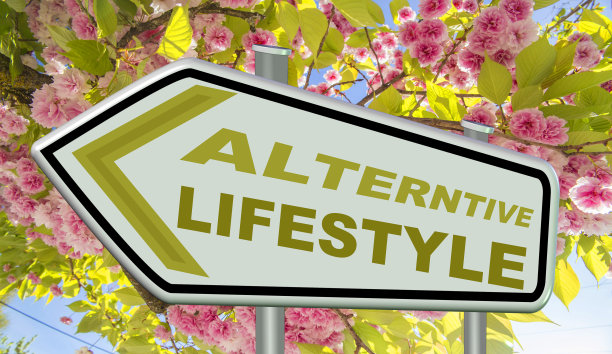 另类生活方式路标日本樱花为背景- 3d渲染图片下载