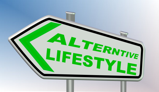 另类生活方式文字路标绿色- 3d渲染图片下载