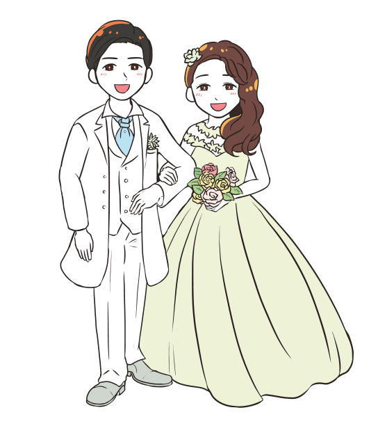 新郎新娘交叉双臂微笑图片下载