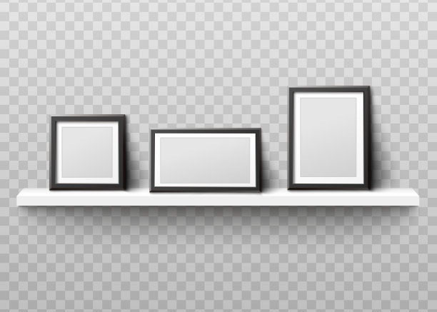 架子上的相框真实的矢量插图孤立的模型。图片下载
