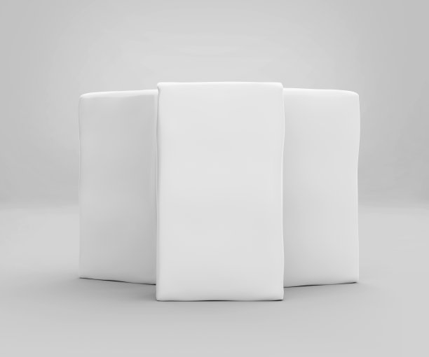 白色咖啡纸袋模型，空白的豆子容器3D渲染孤立在浅灰色的背景图片下载