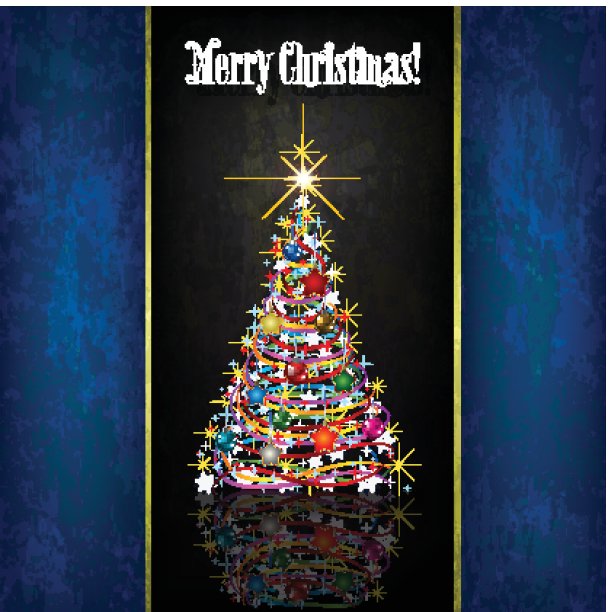 抽象的圣诞问候用圣诞树和装饰品图片下载