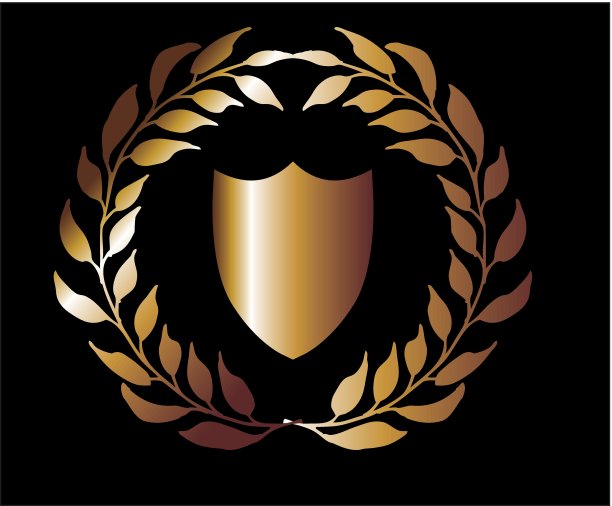 金色的花环和盾牌矢量艺术图片下载