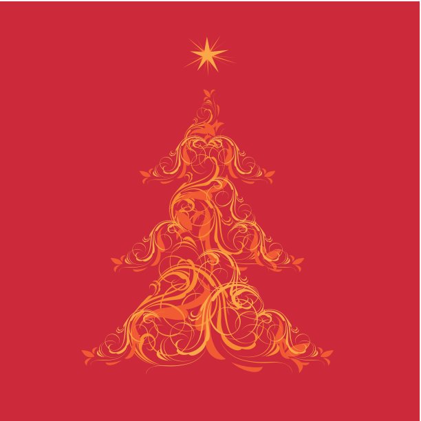 红色背景上的圣诞树图片下载