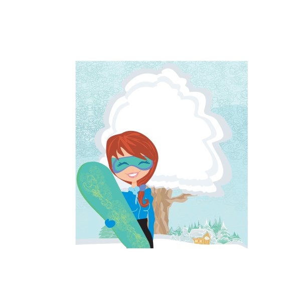拿着滑雪板的女孩图片下载