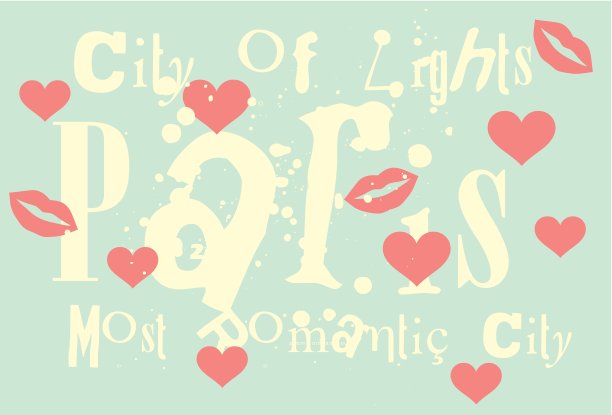 巴黎城市标语向量艺术图片下载
