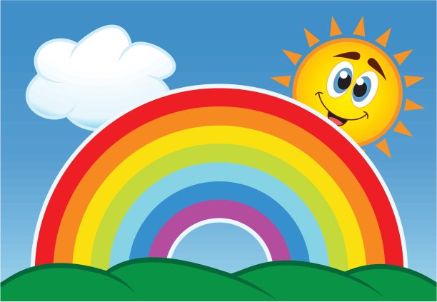 矢量彩虹，云和太阳图片下载