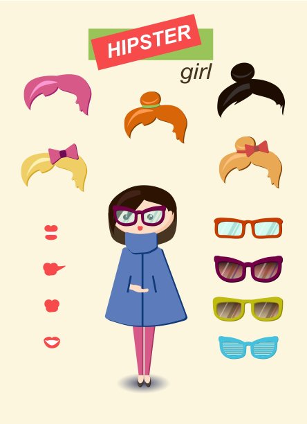 嬉皮士女孩的时尚套装图片下载