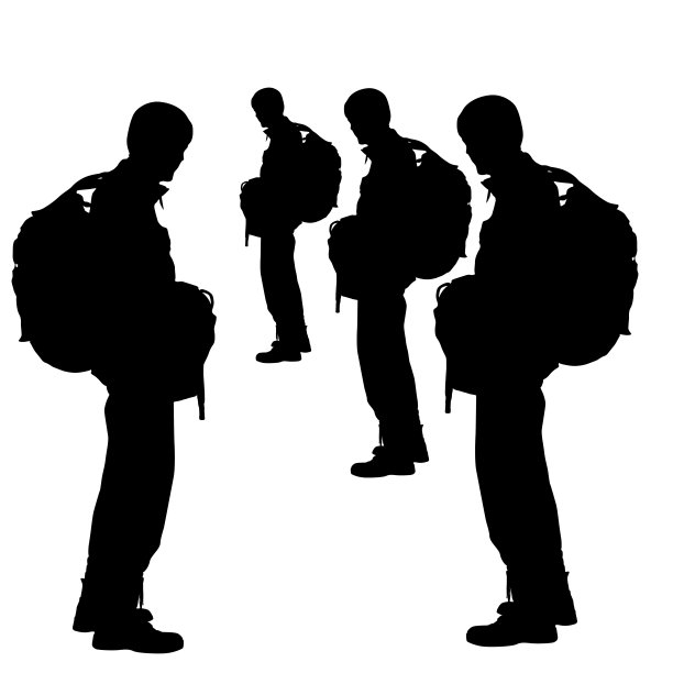 跳伞者，剪影降落伞矢量插图图片下载