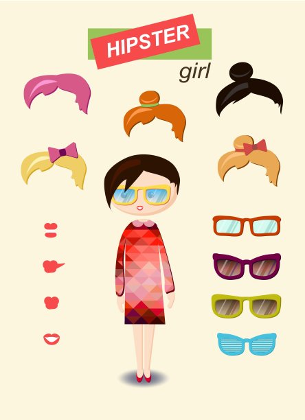 嬉皮士女孩的时尚套装图片下载