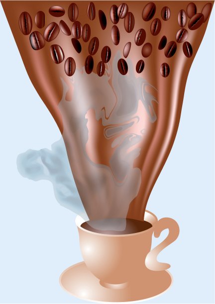 一杯咖啡和咖啡豆图片下载