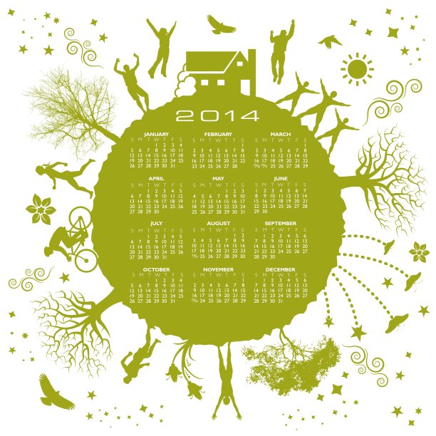 2014年绿色的日历图片下载