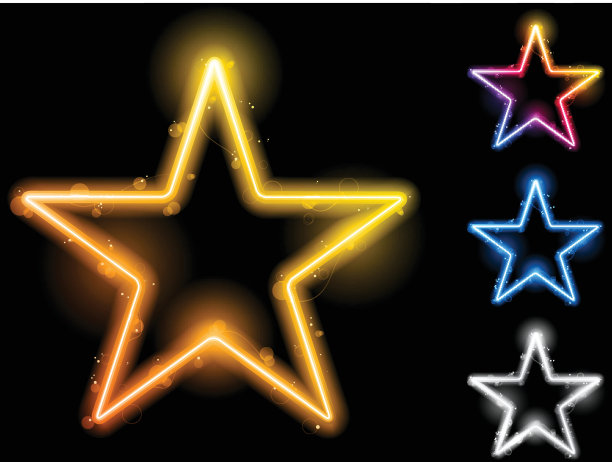 发光的霓虹星四组图片下载