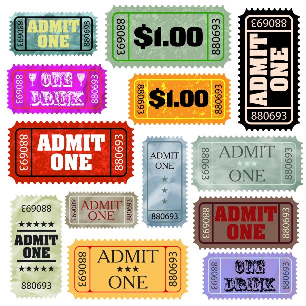 票在不同的风格模板集。EPS 8图片下载