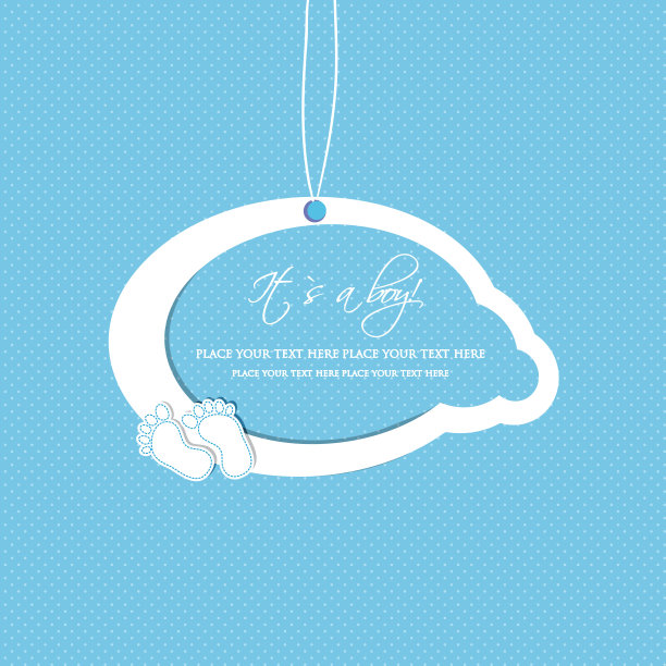 婴儿男孩到达卡上有两个脚台阶上的圆点背景图片下载