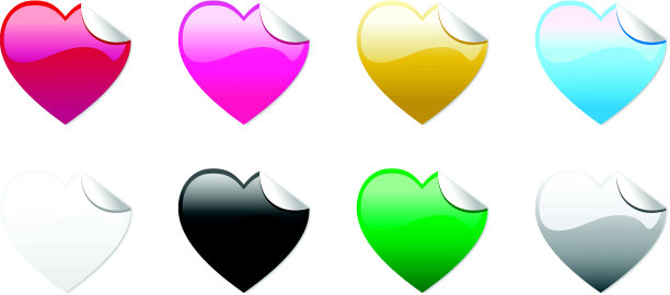 彩色的心贴纸图片下载