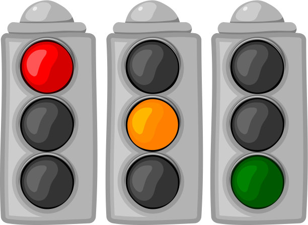 一组卡通红绿灯。eps10图片下载