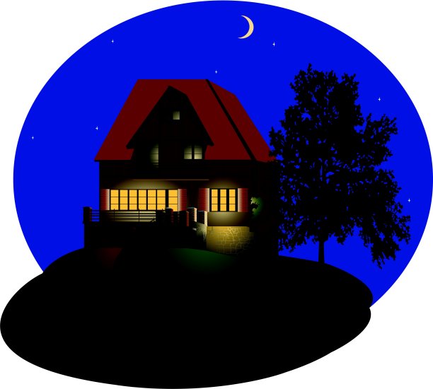 夜晚的房子图片下载