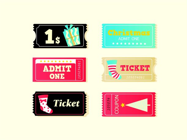 蓝色和红色复古电影圣诞票图片下载