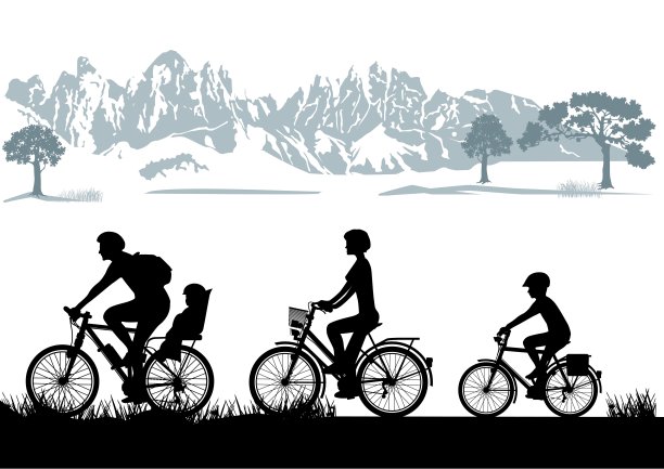 家人骑自行车图片下载