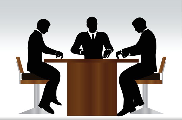 商务人士见面时坐着剪影图片下载
