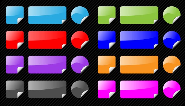 一组向量闪亮的网页元素条纹黑色背景。迪图片下载