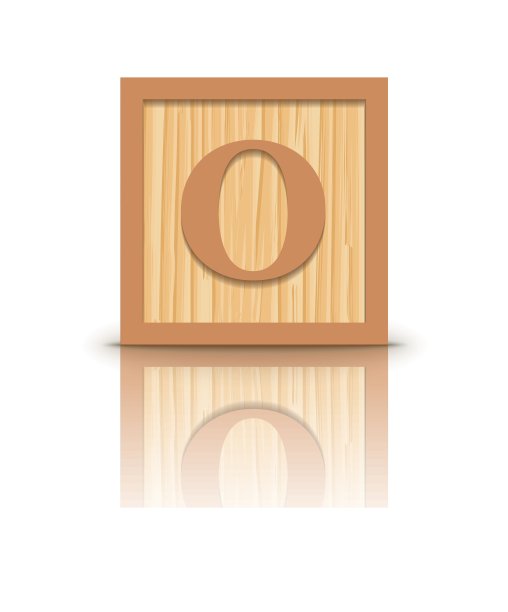 向量字母O木制字母表块图片下载