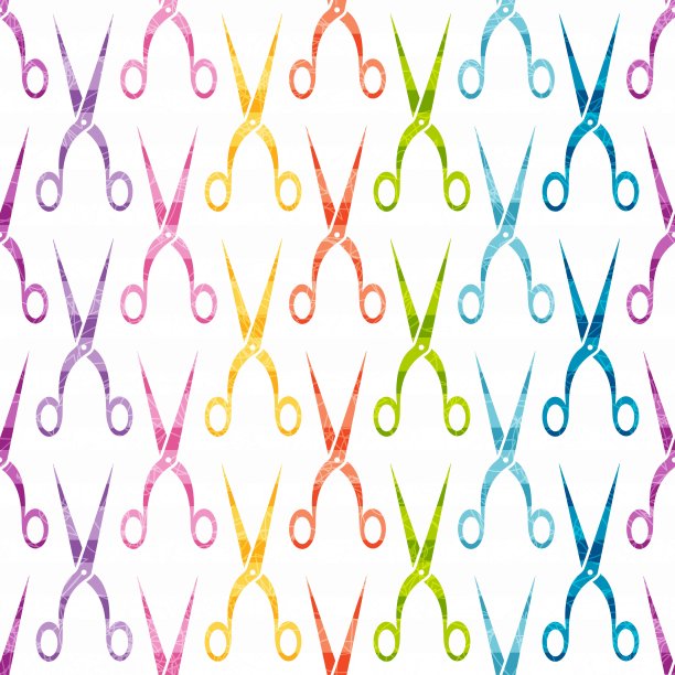 矢量无缝模式与彩色剪刀。图片下载