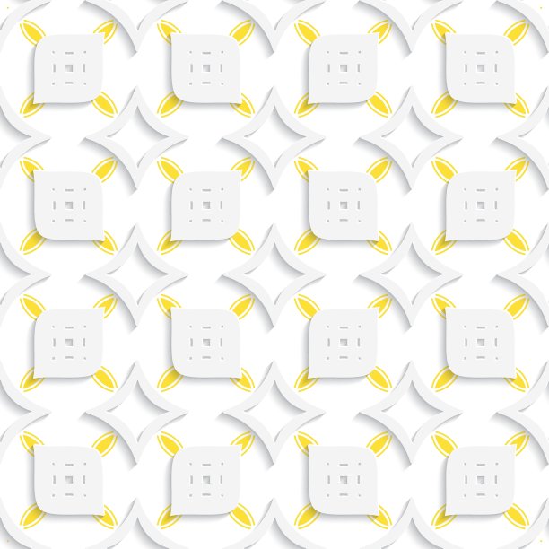 白色和黄色的几何穿孔叶和菱形海图片下载