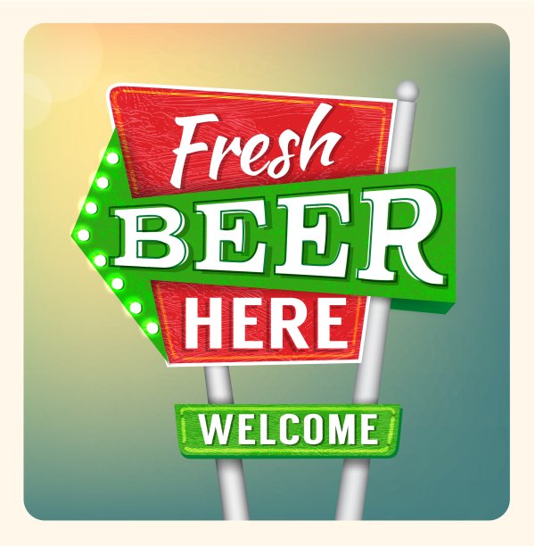 复古霓虹牌啤酒图片下载