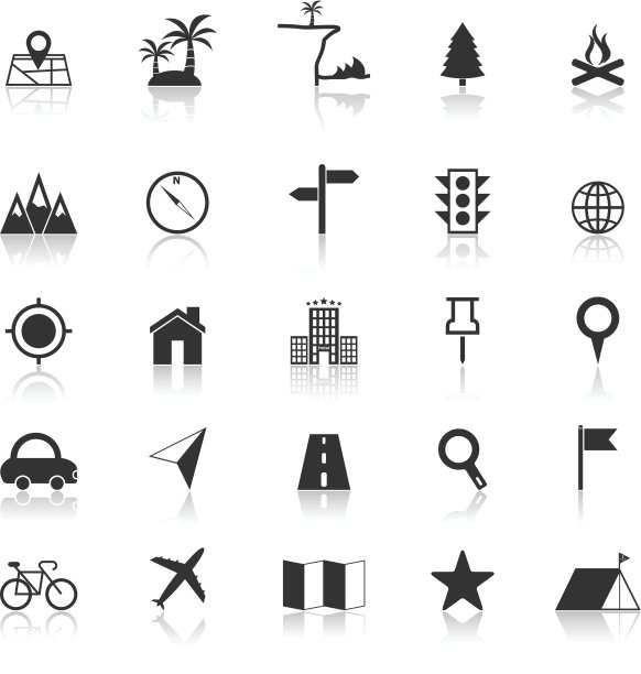 位置图标与反射在白色背景图片下载