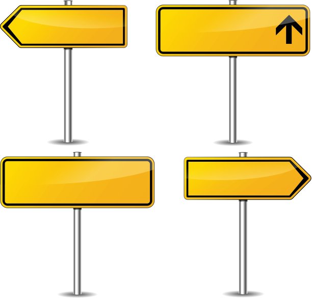 向量黄色路标集图片下载