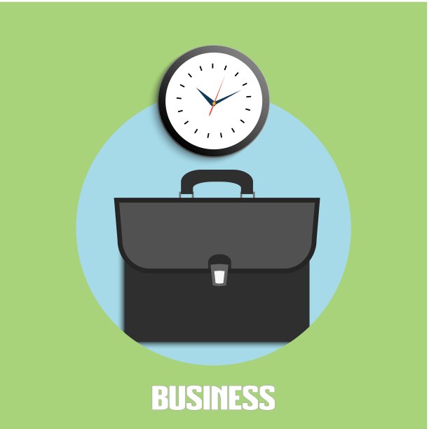 公文包和时钟图标图片下载