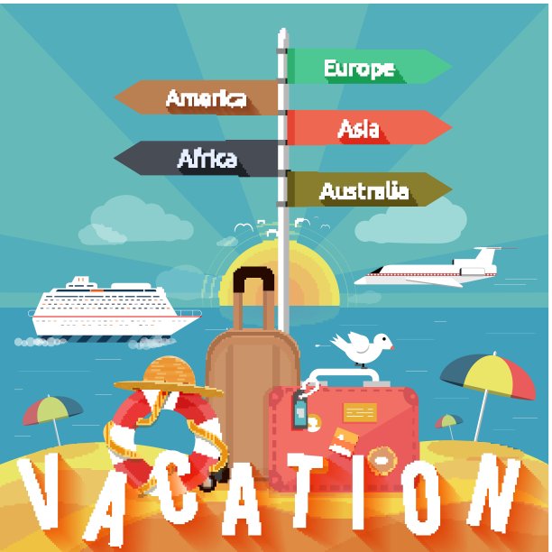 旅行和计划一个暑假的图标集图片下载