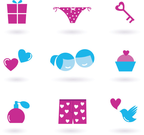 爱和情人节的图标和象征的集合-粉色图片下载