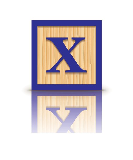 矢量字母X木制字母块图片下载